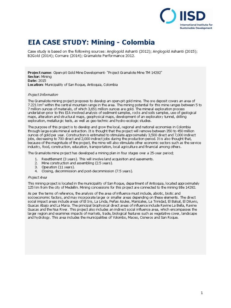 Case Study Colombia Mining | PDF | Mining | Environmental Impact Assessment