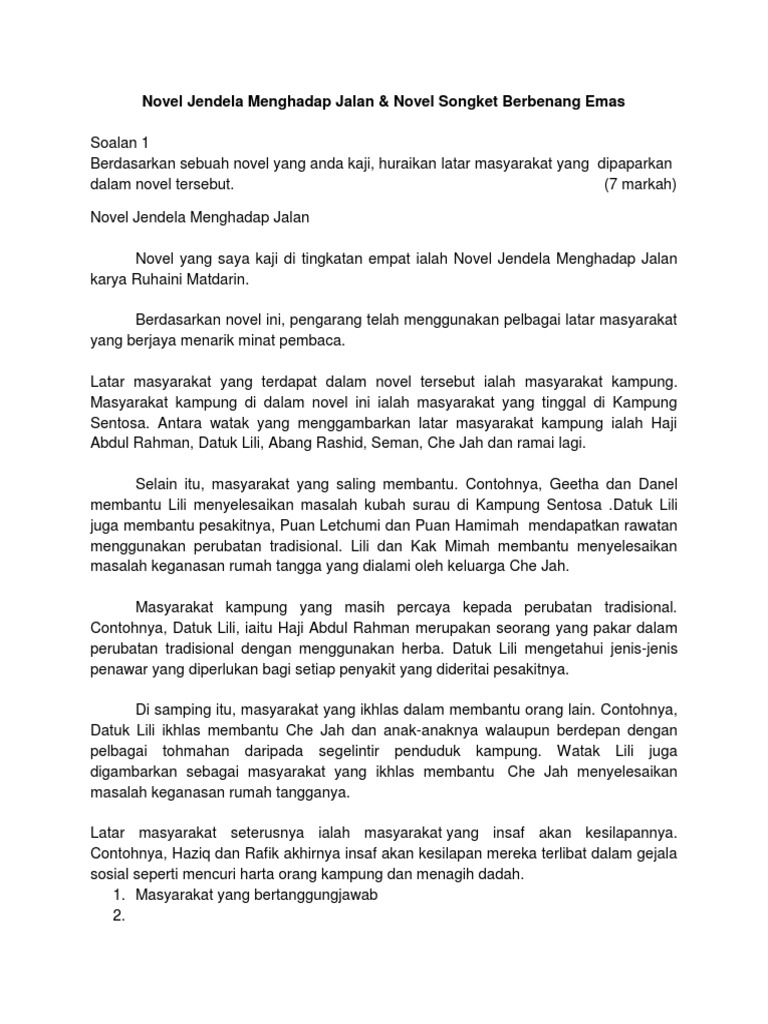 Novel Jendela Menghadap Jalan Docx
