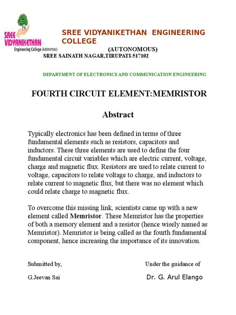 Abstract For Memristor | PDF | Electrical Network | Voltage