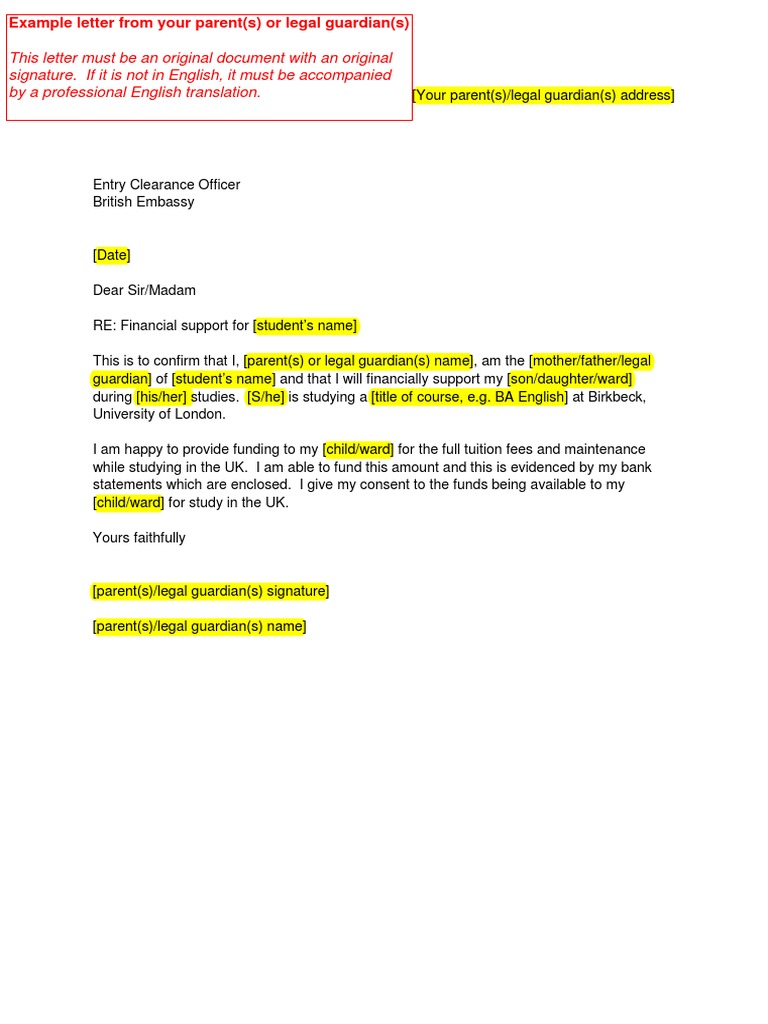 Example Letter Parent PDF | PDF