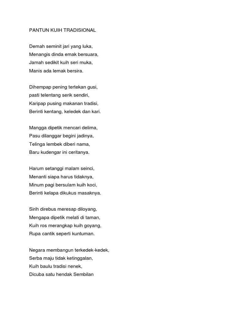 Pantun Kuih Tradisional Pdf