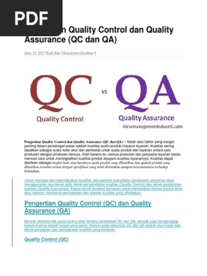 Perbedaan Quality Control Dan Quality Assurance Terkait Perbedaan