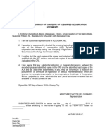 Affidavit of Accuracy of Contents of Submitted Registration Documents