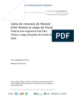 Carta de Renuncia de Manuel Ortiz Pereyra Del Cargo de Fiscal Luego Del Golpe