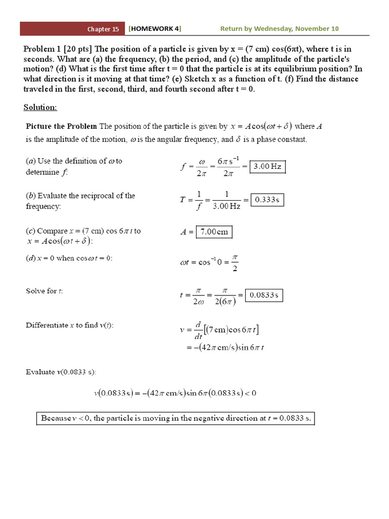 Oscillatory Motion Problems and Solutions PDF Pendulum Oscillation