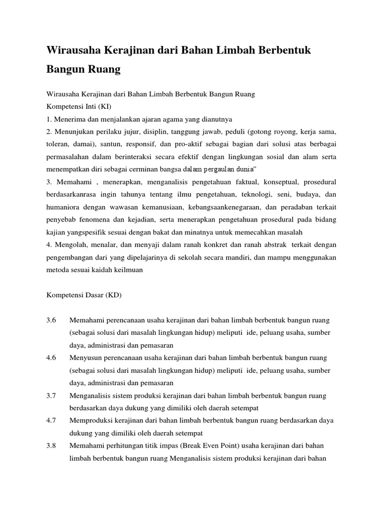 Pengertian Kerajinan  Bahan Limbah  Berbentuk Bangun  Ruang 