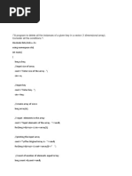 A Program To Delete All The Instances of A Given Key in A Vector (1 Dimensional Array) - Consider All The Conditions.