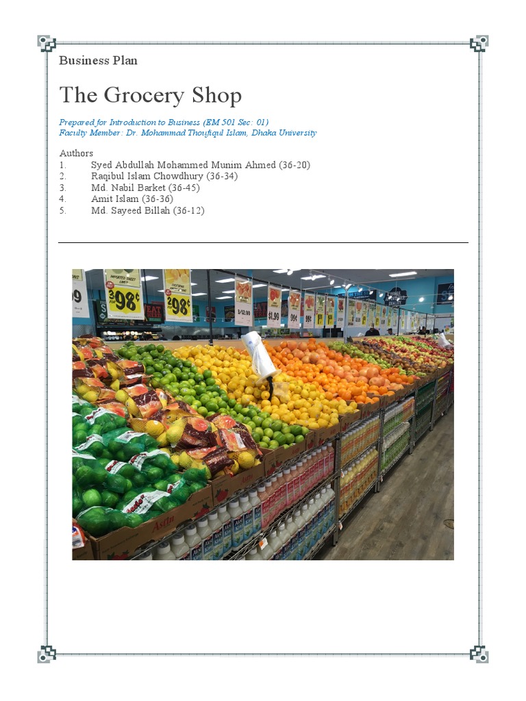 The Grocery Shop Business Plan PDF Retail Supermarket