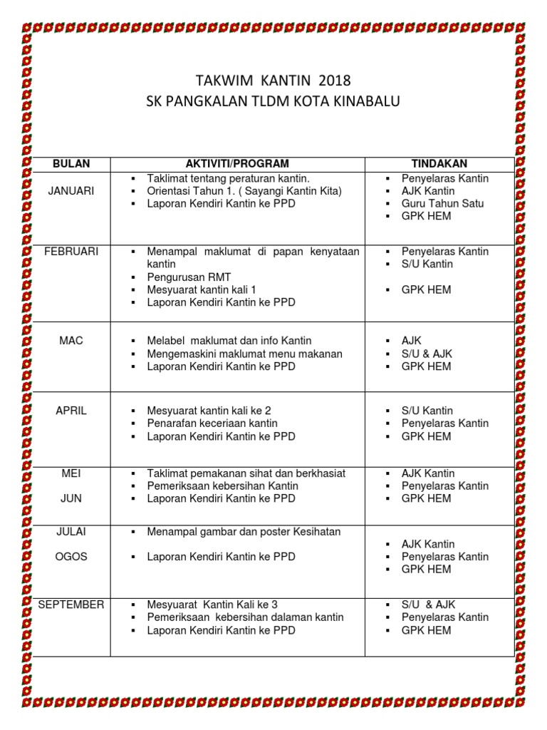 Takwim Tahunan Kantin