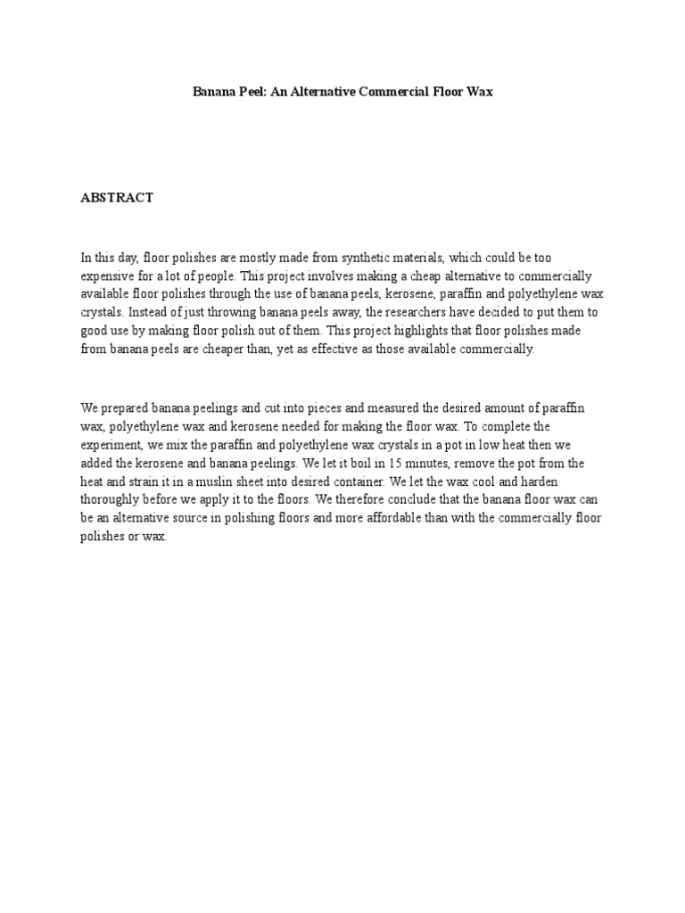 Banana Peel Investigatory PDF Wax Banana