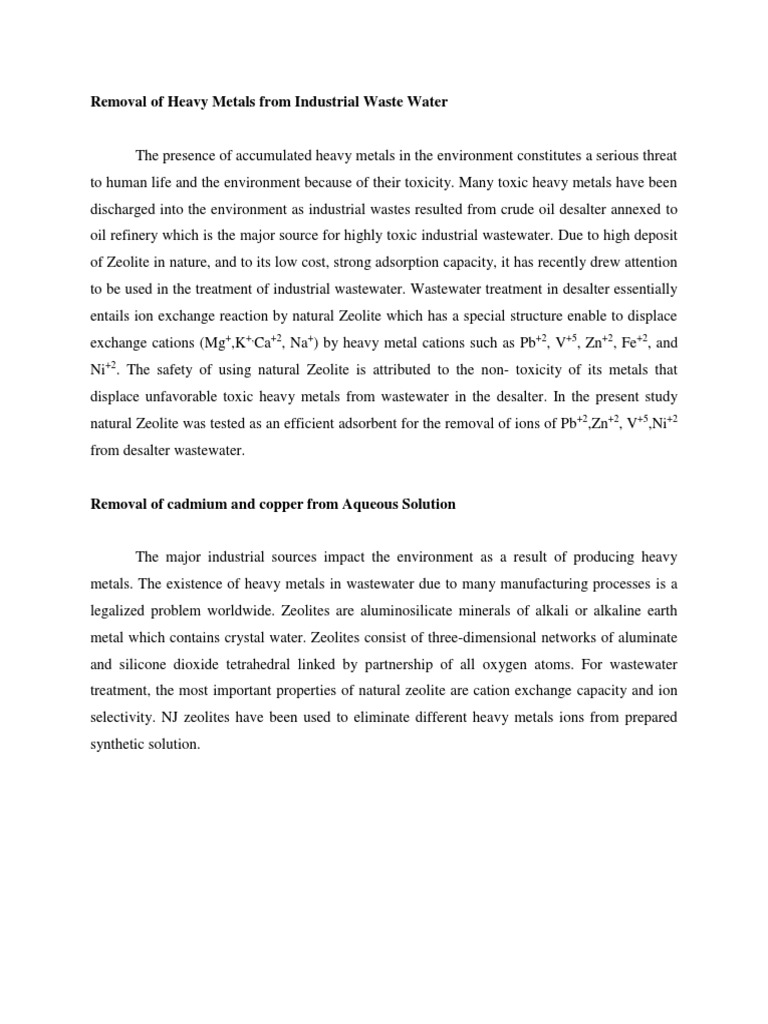 Use of Syrian Natural Zeolite For Heavy Metals | PDF | Zeolite | Adsorption