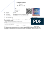 Learner's licence details for Gulam M M Khan