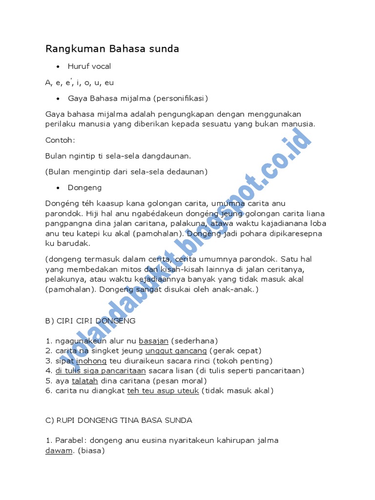 Rangkuman Bahasa Sunda