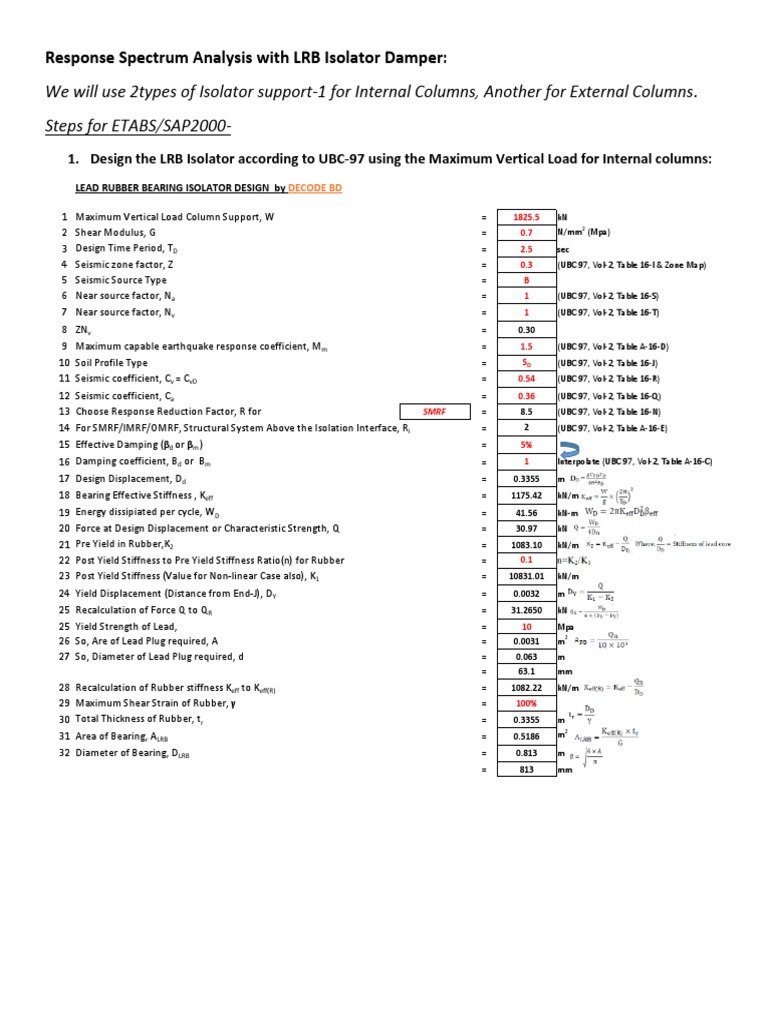 Rsa in Etabs With LRB Damper PDF Earthquake Engineering Materials