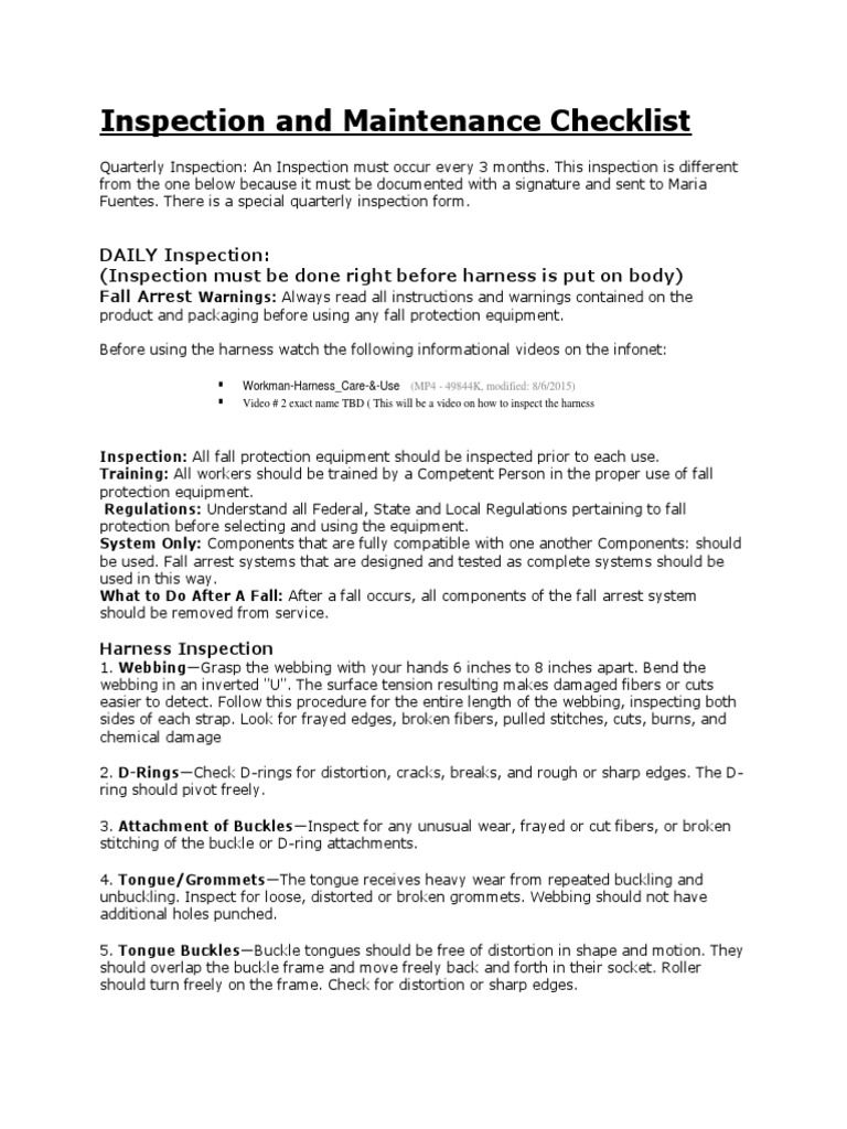 Fall Protection Equipment Inspection Guide | PDF | Rope | Wear