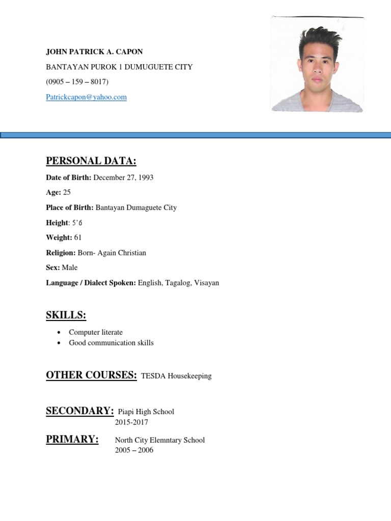 John Patrick A. Capon Resume | PDF