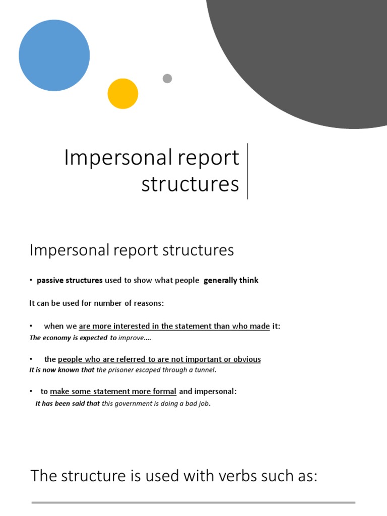 Impersonal Report Structures