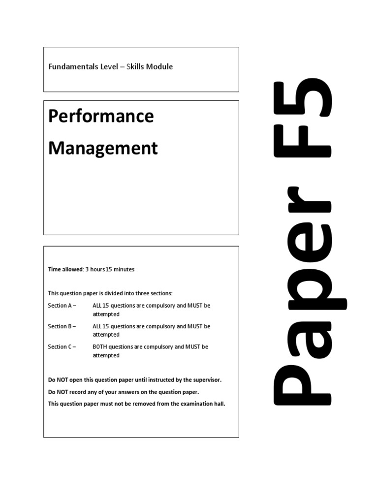 ACCA F5 Performance Management Paper | PDF | Labour Economics | Fruit ...