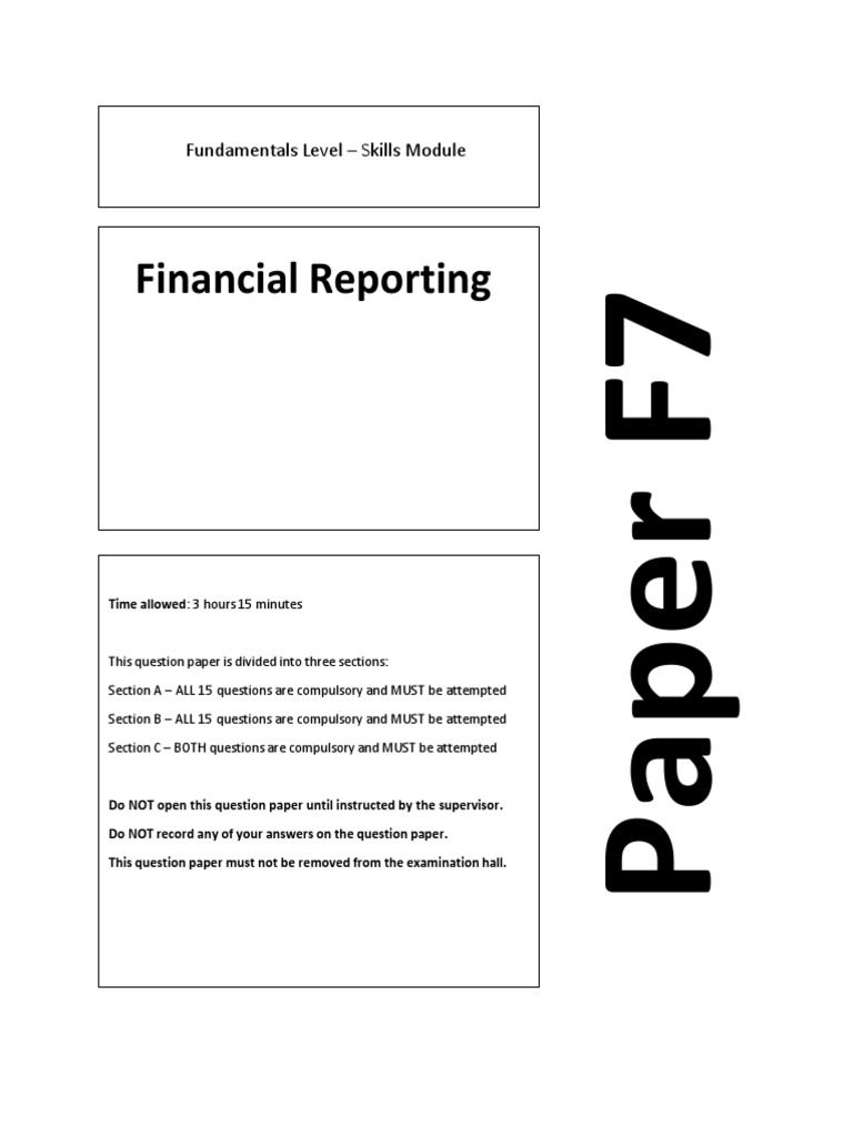 ACCA F7 Financial Reporting Exam Paper | PDF | Deferred Tax | Book Value