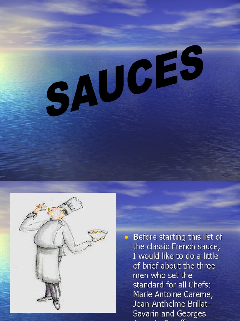 Classification of Sauces PDF Tomato Sauce Sauce