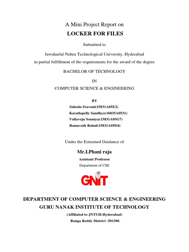 Locker For Files: A Mini Project Report On | PDF