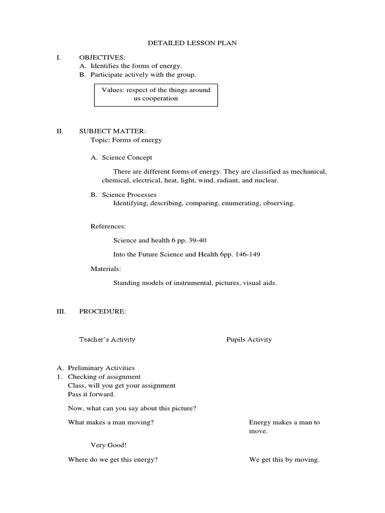 Detailed Lesson Plan | PDF | Potential Energy | Electromagnetic Spectrum