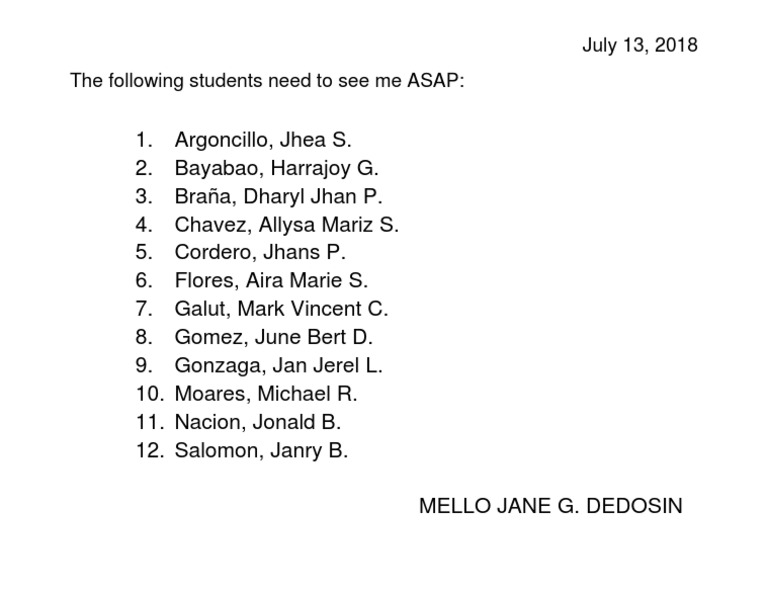 Urgent Meeting for Selected Students | PDF