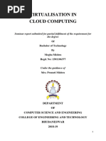 Virtualisation in Cloud Computing: Seminar Report Submitted For Partial Fulfilment of The Requirement For The Degree