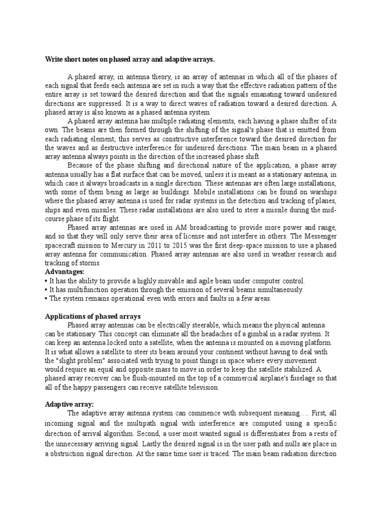 Phased and Adaptive Array Antennas Explained | PDF | Antenna (Radio ...