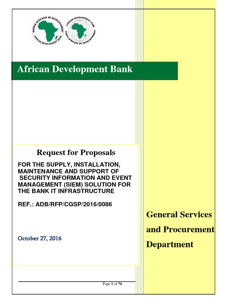 African Development Bank Request for Proposals Request For Proposal
