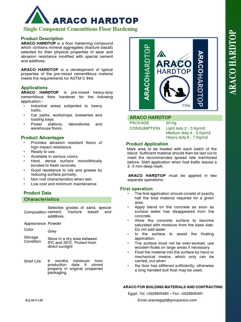 Araco Hardtop - 2018 | PDF | Wear | Concrete