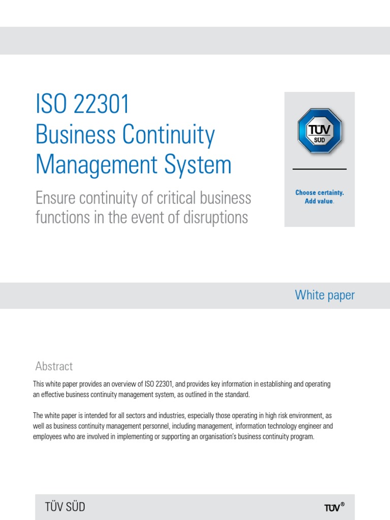Iso 22301 Business Continuity Management PDF | Download Free PDF ...