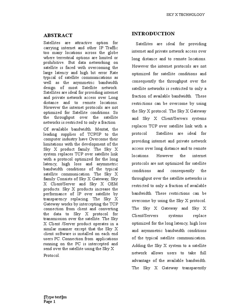 Sky X: Optimizing Satellite Internet | PDF | Internet Protocol Suite ...