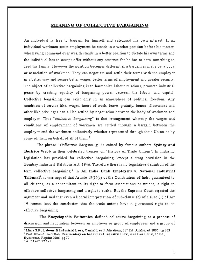 Collective Bargaining Pdf Collective Bargaining Trade Union