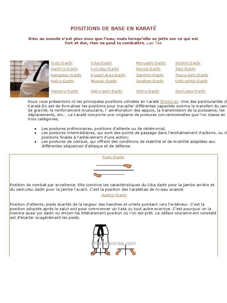 Positions de Base en Karaté Shotokan | PDF | Karaté | Pied