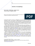 Introduction: The Interface of Morphology and Phonology: Dany Amiot Fayssal Tayalati