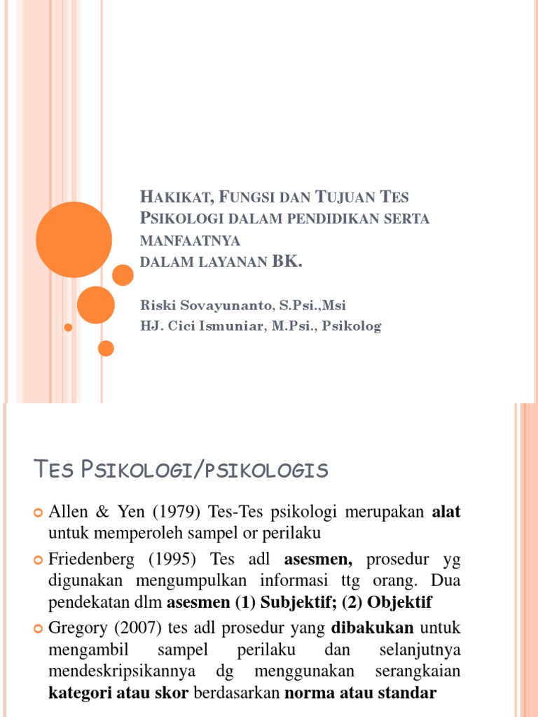 Hakikat Fungsi Dan Tujuan Tes Psikologi Dalam Bk