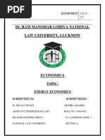 Dr. Ram Manohar Lohiya National Law University, Lucknow: Topic: Energy Economics