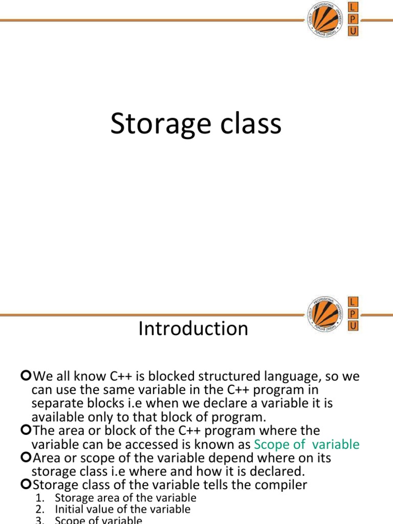 Understanding C++ Storage Classes | PDF | Variable (Computer Science ...