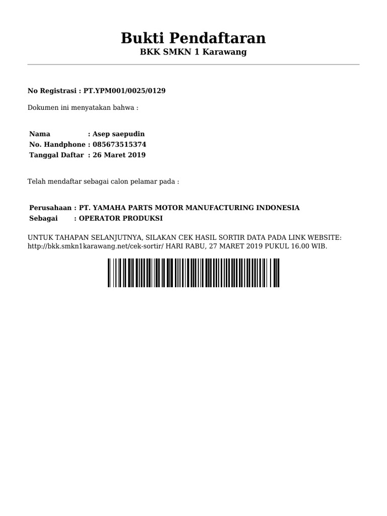Bukti Pendaftaran 1 Pdf