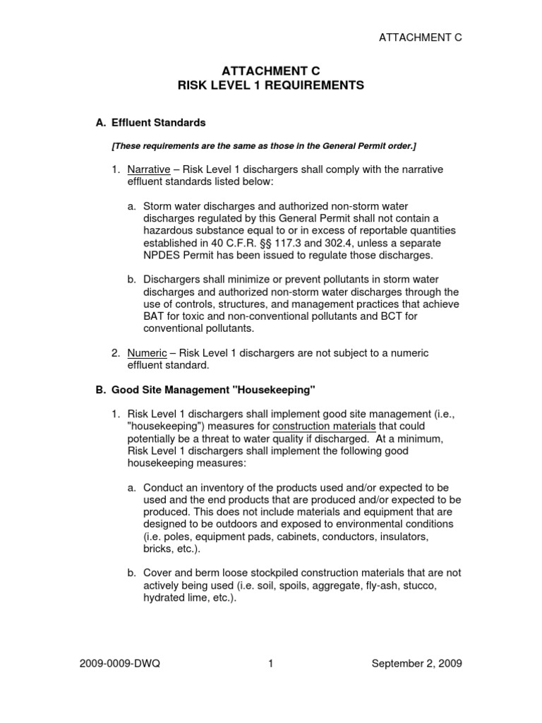 SWPPP Risk Level 1 Requirements Water Pollution Stormwater
