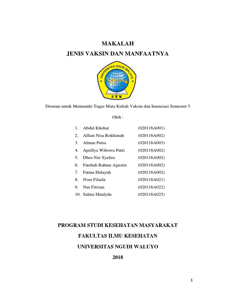 Makalah Jenis Vaksin Dan Manfaatnya