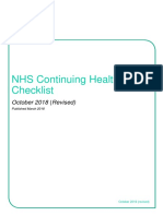 NHS Continuing Healthcare Checklist: October 2018 (Revised)