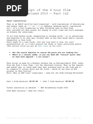 Leaving Neverland Full Transcript Michael Jackson