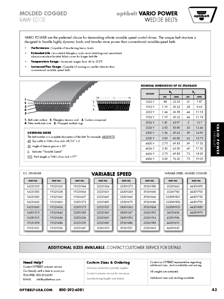 Optibelt VARIO POWER Productlisting | PDF | Belt (Mechanical ...