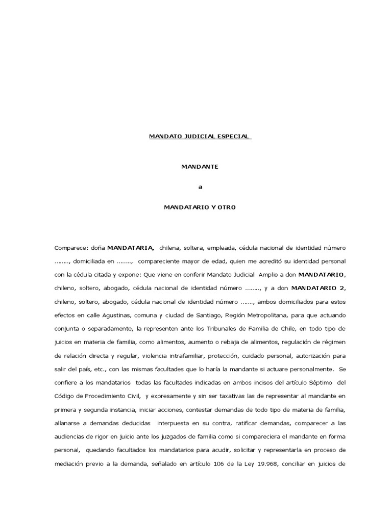Mandato Judicial Especial Mediaci n Chile