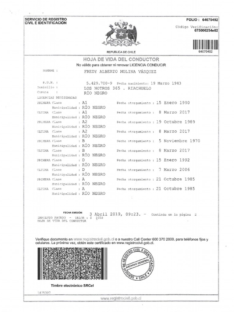Hoja Vida Conductor PDF PDF