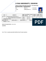 Jai Narain Vyas University, Jodhpur: Provisional Marksheet