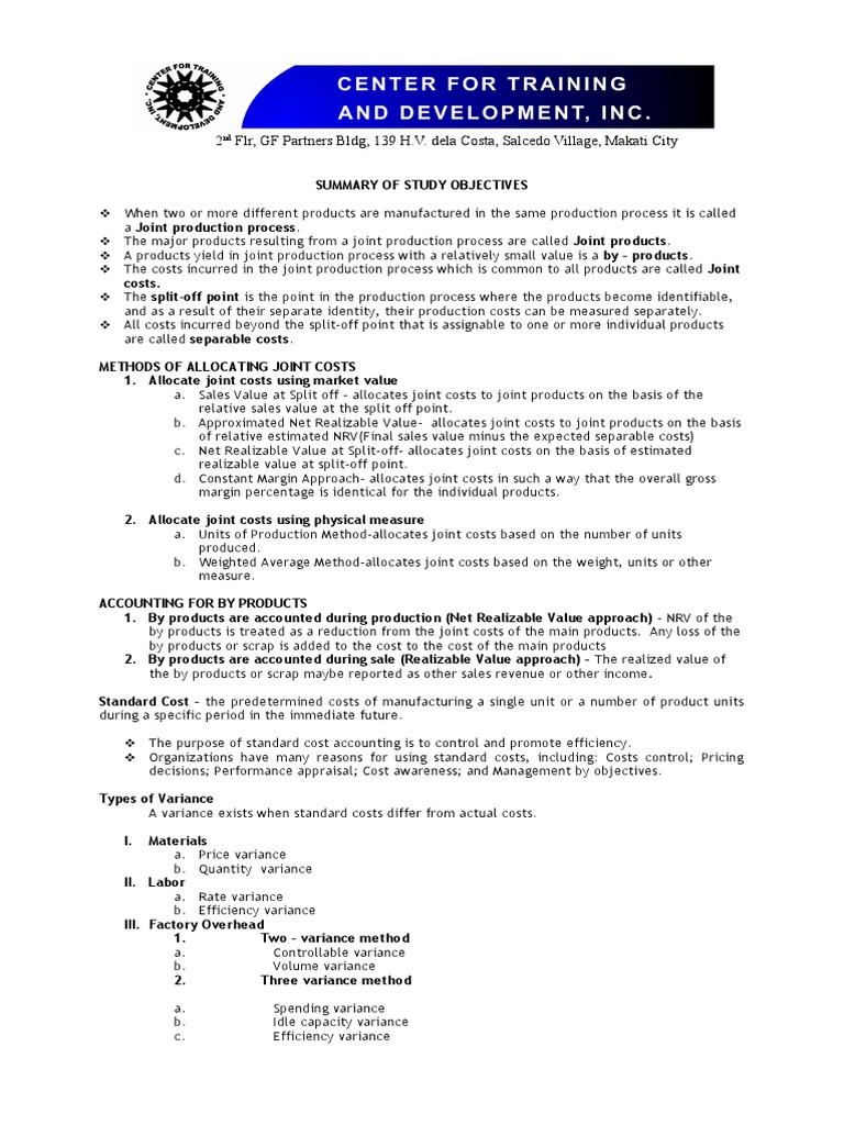 Joint Products Cost Accounting Cost