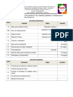 Cuadro de Necesidades Jornada Académica y Literaria